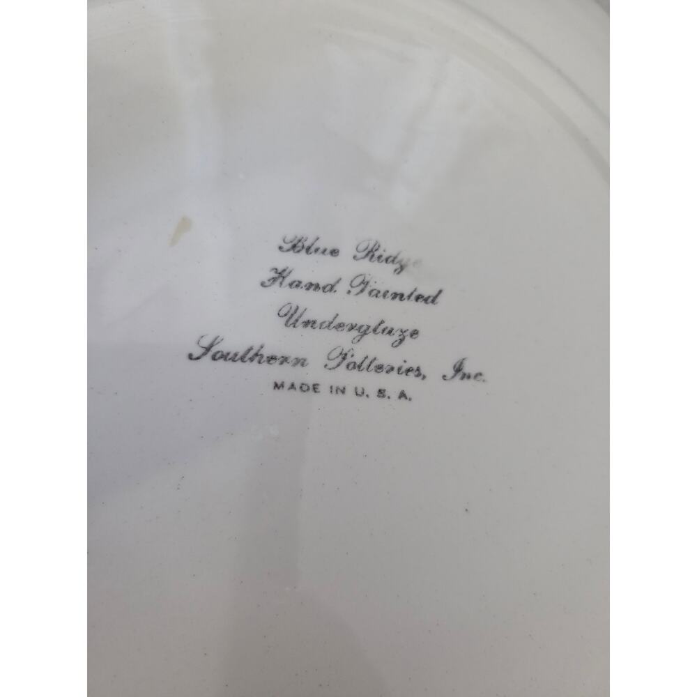Vtg Blue Ridge Southern Pottery Pink Yellow Tulip Blue PLATE Flowers Ribbed - Picture 2 of 5